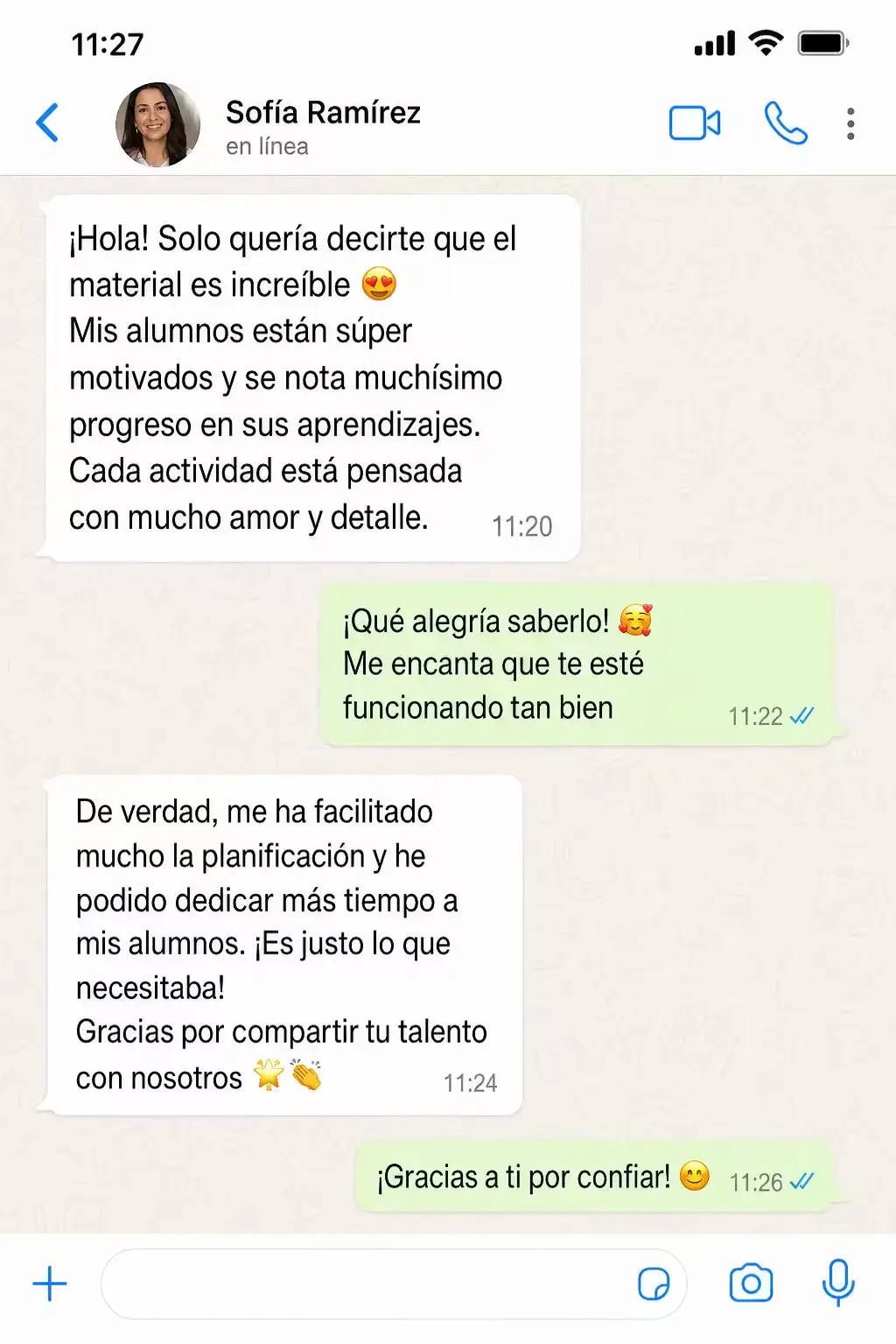 Depoimento de cliente sobre Mi Cuaderno Preescolar